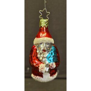 Vintage Santa Claus w Tree w/ Mica Mercury Glass Christmas Ornament W. Germany